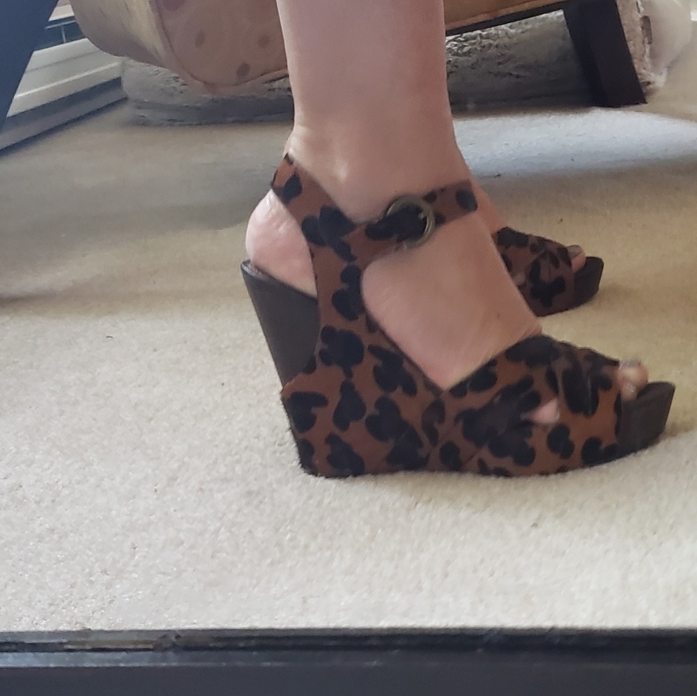 Animal print wedge sandals!